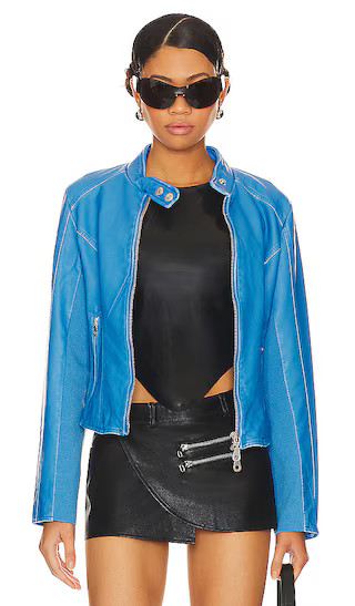 Max Faux Moto Jacket in Super Sonic | Revolve Clothing (Global)