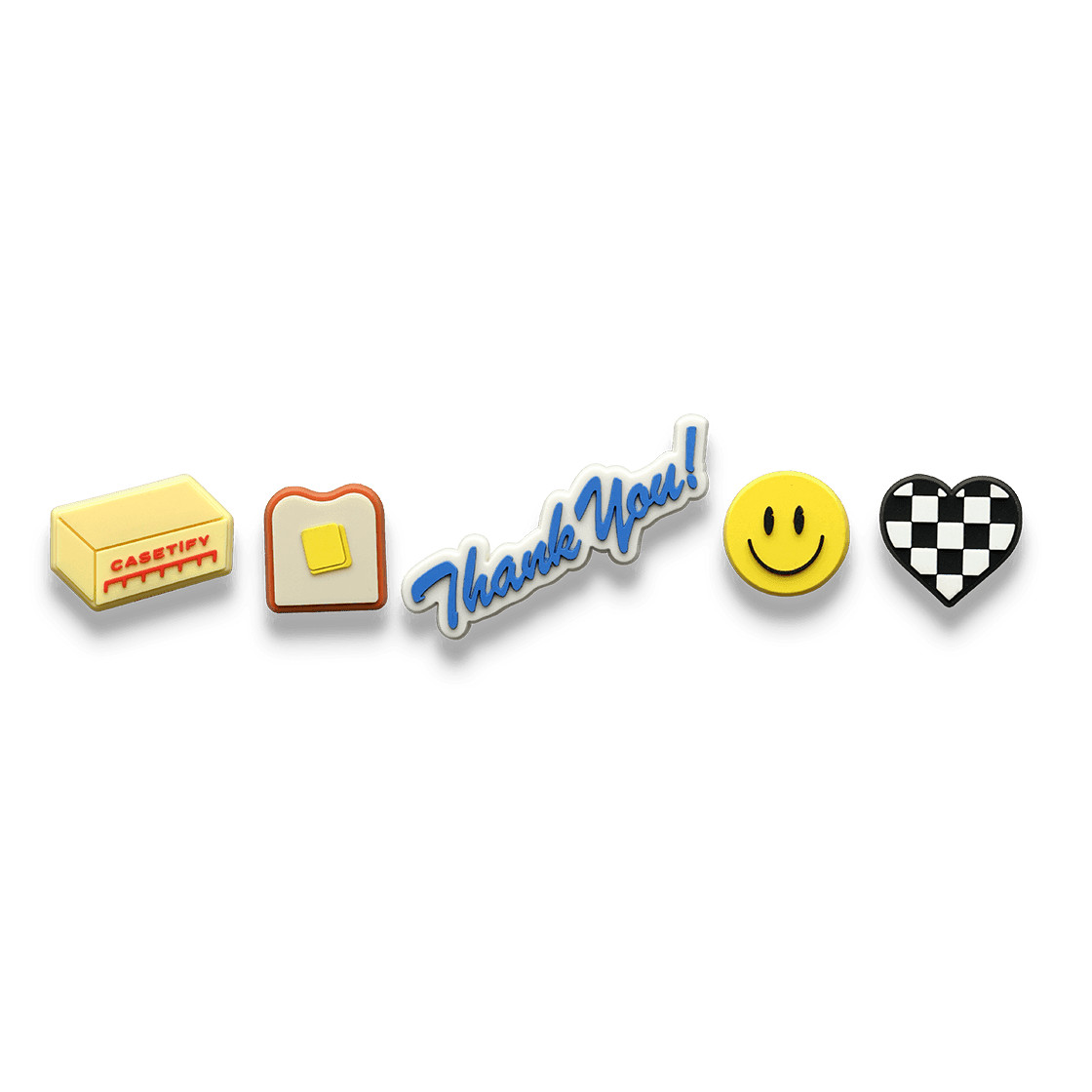 The Push-In Pin Set - Diner Breakfast Set (Thank You, Toast, Butter, Smiley, Checkered Heart) | Casetify (Global)