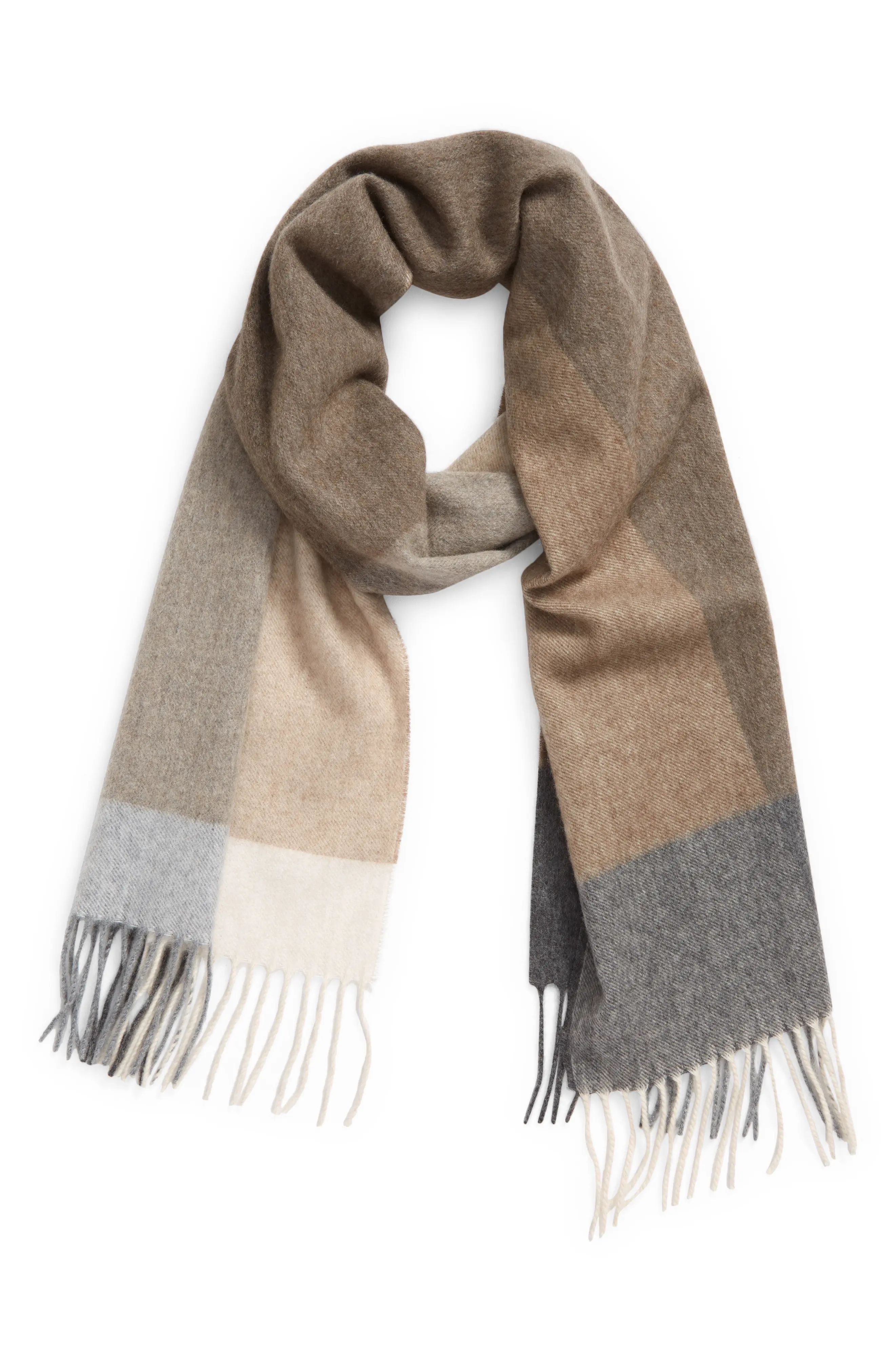 Andrew Stewart Colorblock Cashmere Scarf in 101Ntr at Nordstrom | Nordstrom