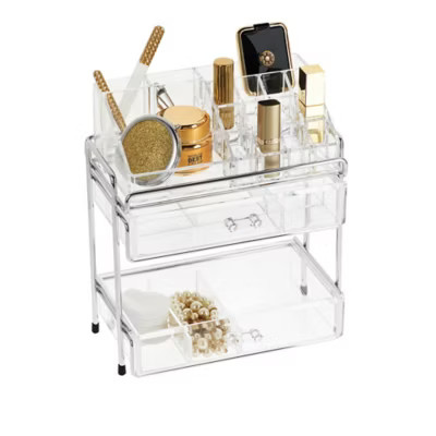 Multi-Level Acrylic Cosmetic Organizer in Clear/Chrome | Bed Bath & Beyond