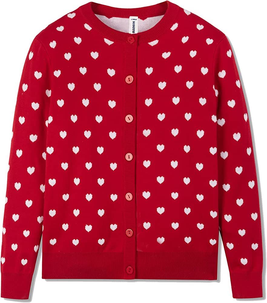 BOBOYOYO Girls Cardigans 100% Cotton Kids Heart Cardigan Sweater Long Sleeve Toddler Girl Soft Kn... | Amazon (US)