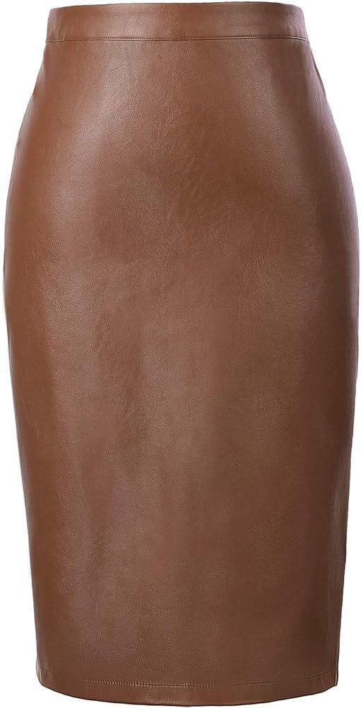 Kate Kasin Plus Size Brown Pencil Skirts Knee Length Bodycon Business Pencil Skirt Brown at Amazo... | Amazon (US)
