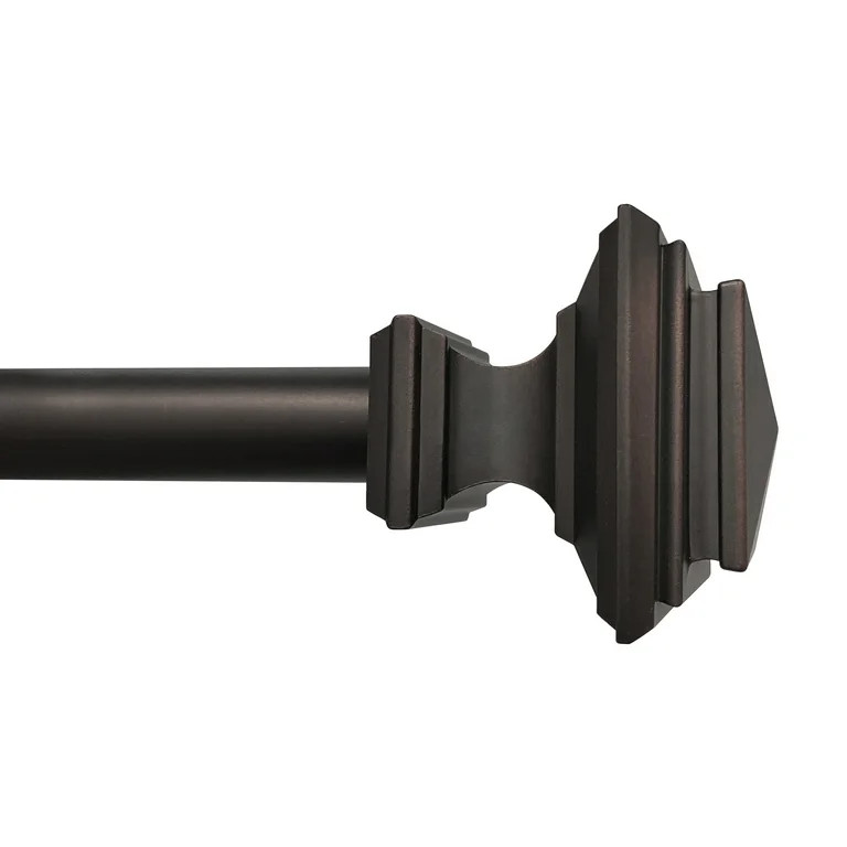 Better Homes & Gardens 1" Oil-Rubbed Bronze Square Adjustable Single Curtain Rod Set 42-120 Inch | Walmart (US)