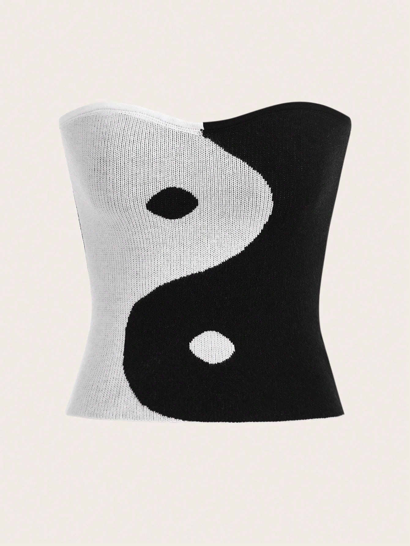 SHEIN Coolane Yin & Yang Pattern Tube Knit Top | SHEIN