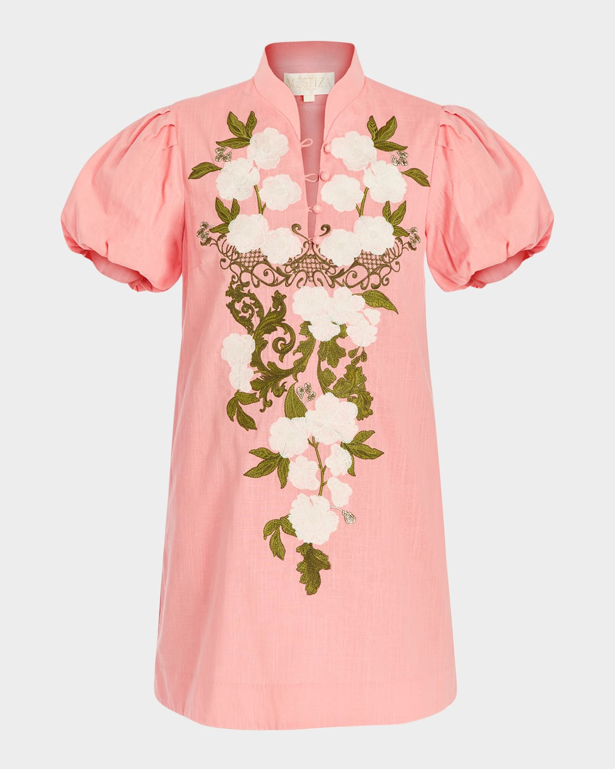 Elliana Puff-Sleeve Embroidered Mini Dress | Neiman Marcus