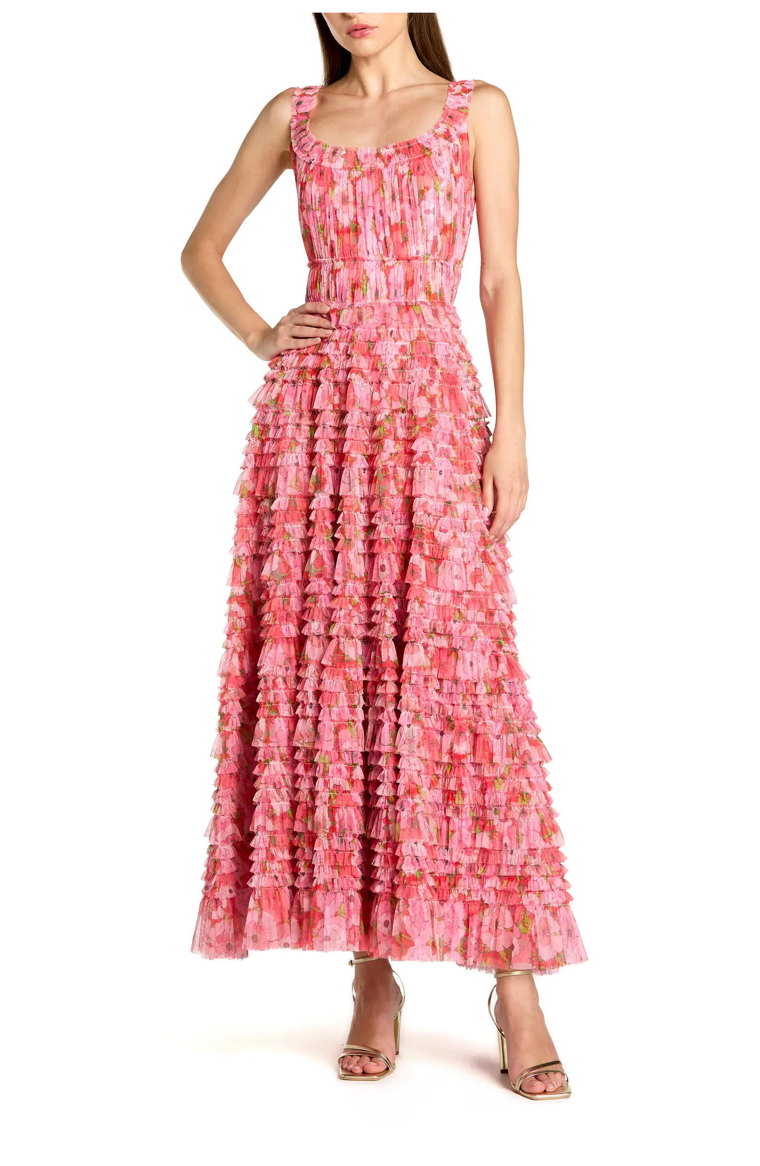 Floral Printed Ruffle Tiered Scoop Neck Maxi Dress | Nordstrom