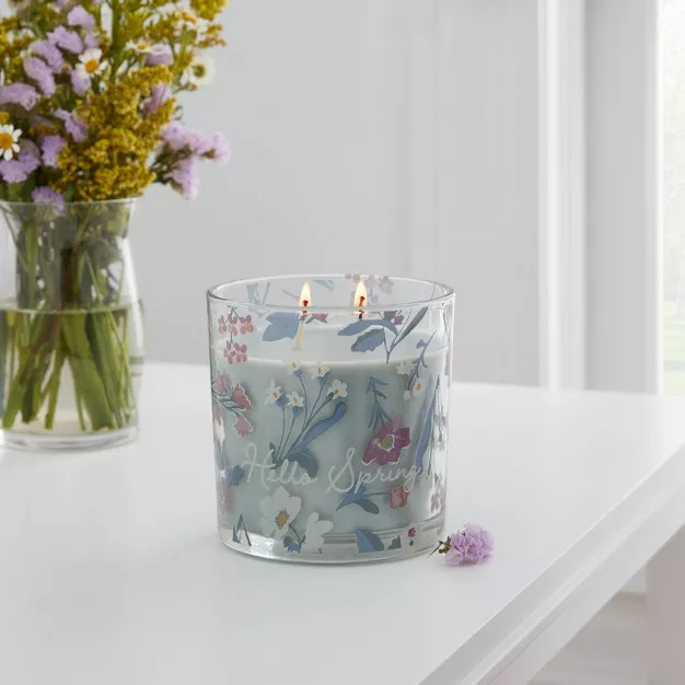 13oz Glass Candle with Lid Hello Spring Sunshine Skies - Threshold™ | Target