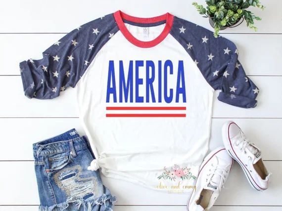 Fourth of July shirt | America baseball tee | American | red white and blue | 4th of July ladies ... | Etsy (US)