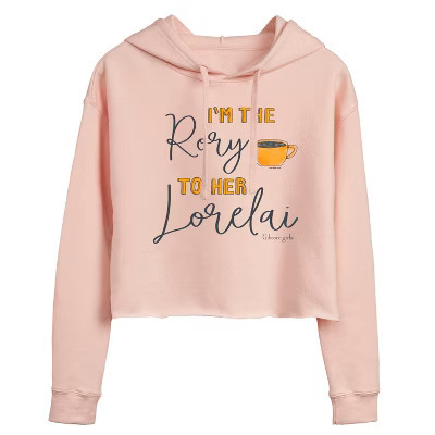 Women's Gilmore Girls I'm The Rory Cropped Graphic Hoodie - Blush - Large | Target