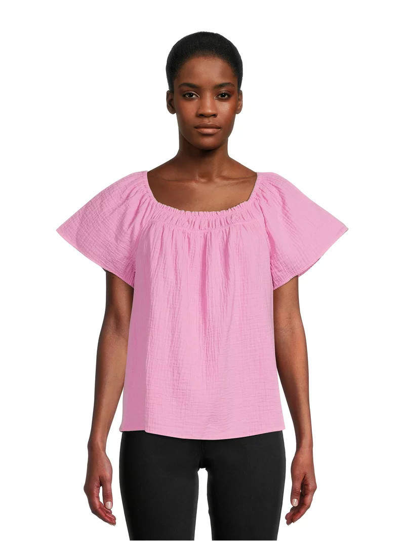 Time and Tru Women's Square Neck Top, Sizes XS-XXXL (Women's and Women's Plus) | Walmart (US)