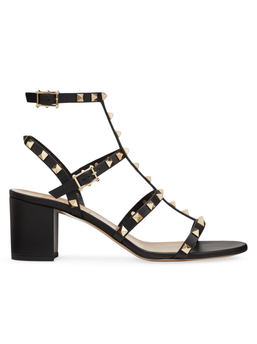 Shop Valentino Garavani Rockstud Calfskin Ankle Strap Sandals 60 MM | Saks Fifth Avenue | Saks Fifth Avenue
