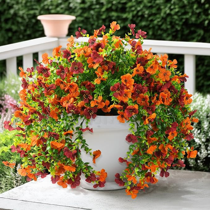 ZFProcess Artificial Fall Fake Flowers for Outdoor Fall Decoration | 2PCS Faux Silk Daisy UV Resi... | Amazon (US)