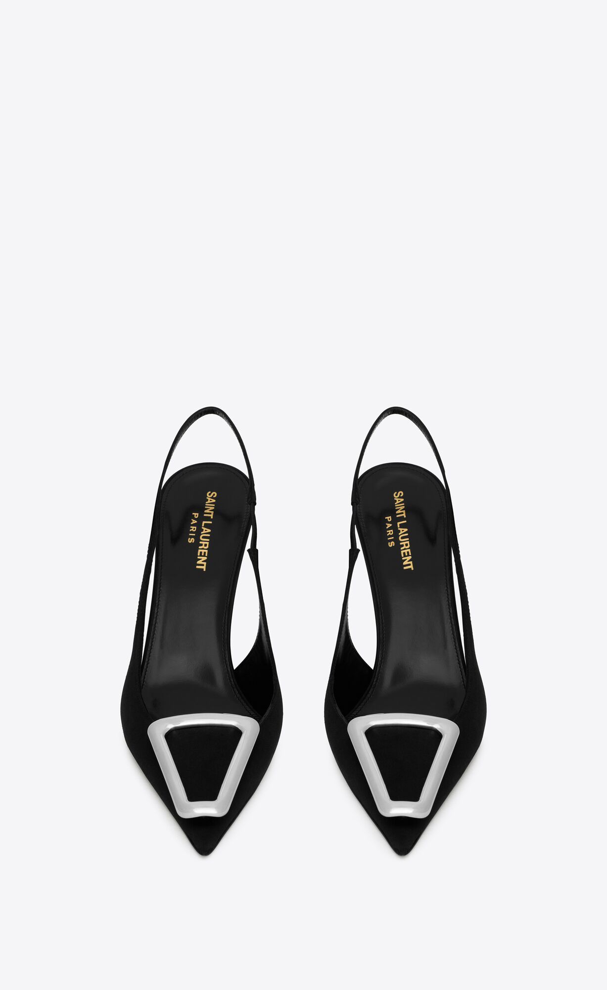 slingback pumps with a pointed toe, stiletto heel, square-cut vamp and elasticized slingback stra... | Saint Laurent Inc. (Global)