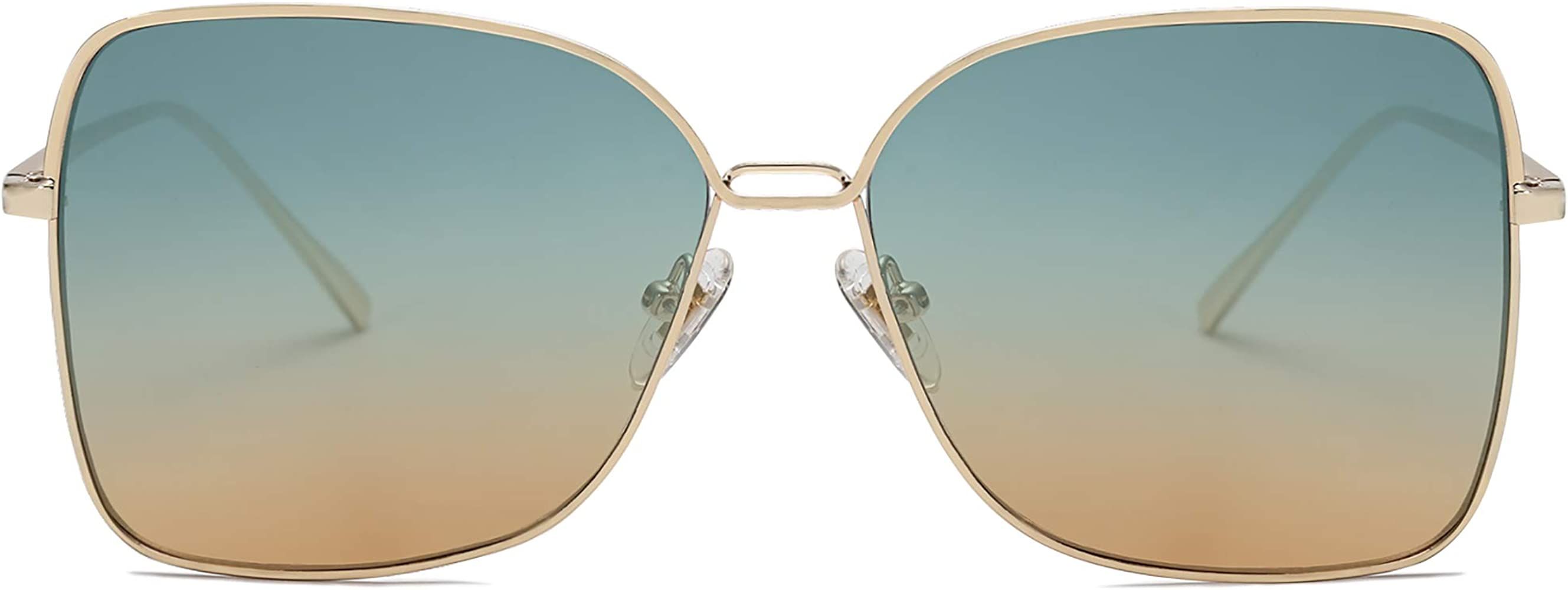 Fashion Square Aviators Sunglasses for Women Flat Mirrored Lens SJ1082 | Amazon (US)
