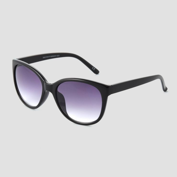 Women's Glossy Plastic Cateye Sunglasses - Universal Thread™ Black | Target