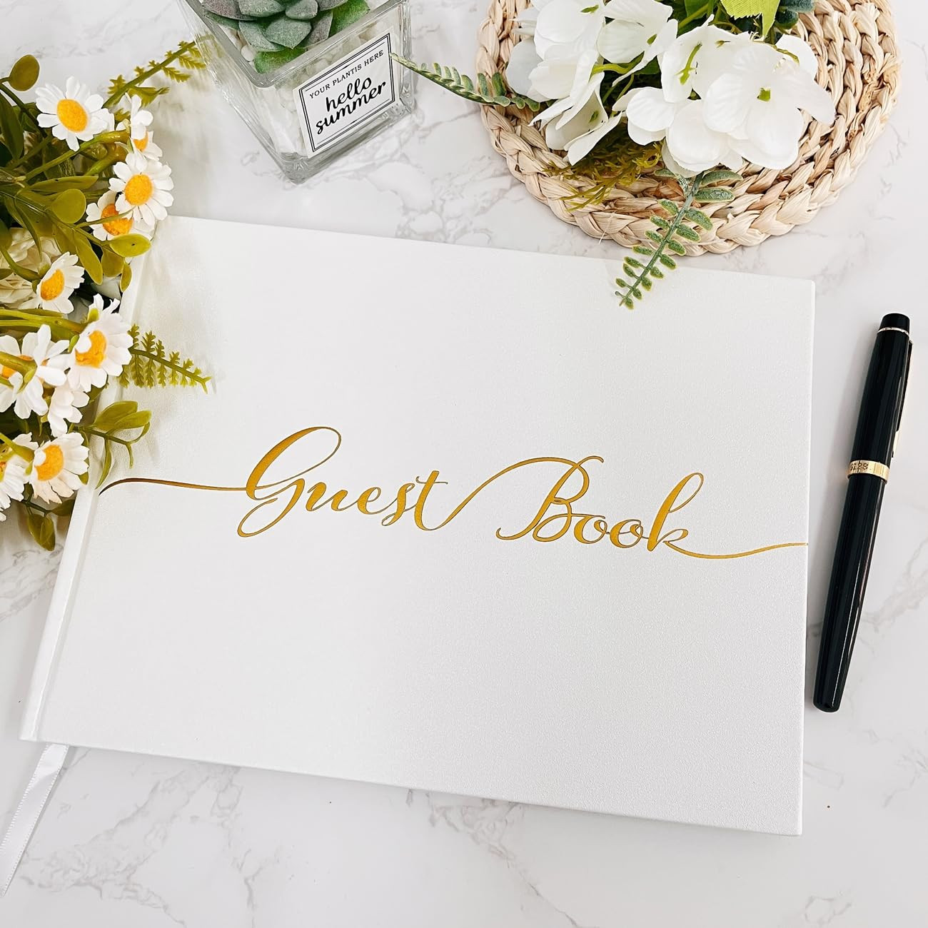 Wedding Guest Book Polaroid Guest Book for Wedding and Baby Shower, 100 Pages Blank and Lined Bridal Shower Guest Book, Photo Guest Book Includes Clear Photo Corners Self Adhesive (White) | Amazon (US)