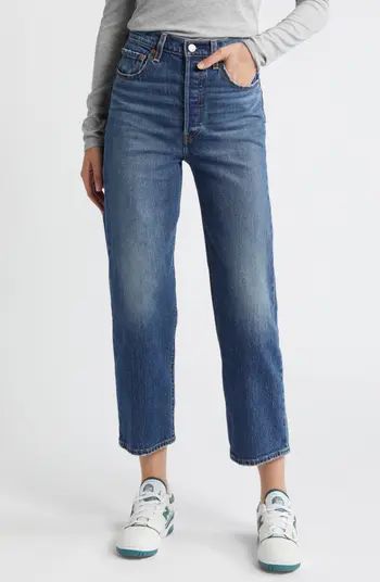 Ribcage High Waist Ankle Straight Leg Jeans | Nordstrom