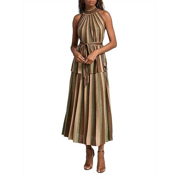 NEW ZIMMERMANN hypnotic midi skirt in metallic green stripe | Poshmark