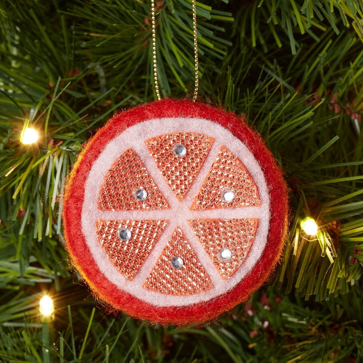 Sequined Felt Orange Slice Christmas Tree Ornament Orange - Wondershop™ | Target
