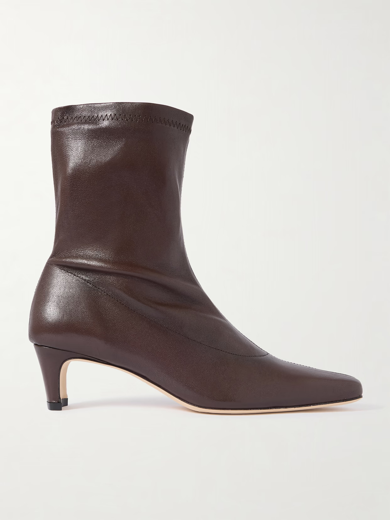 STAUD - Wally Sock Leather Ankle Boots - Brown | NET-A-PORTER (US)