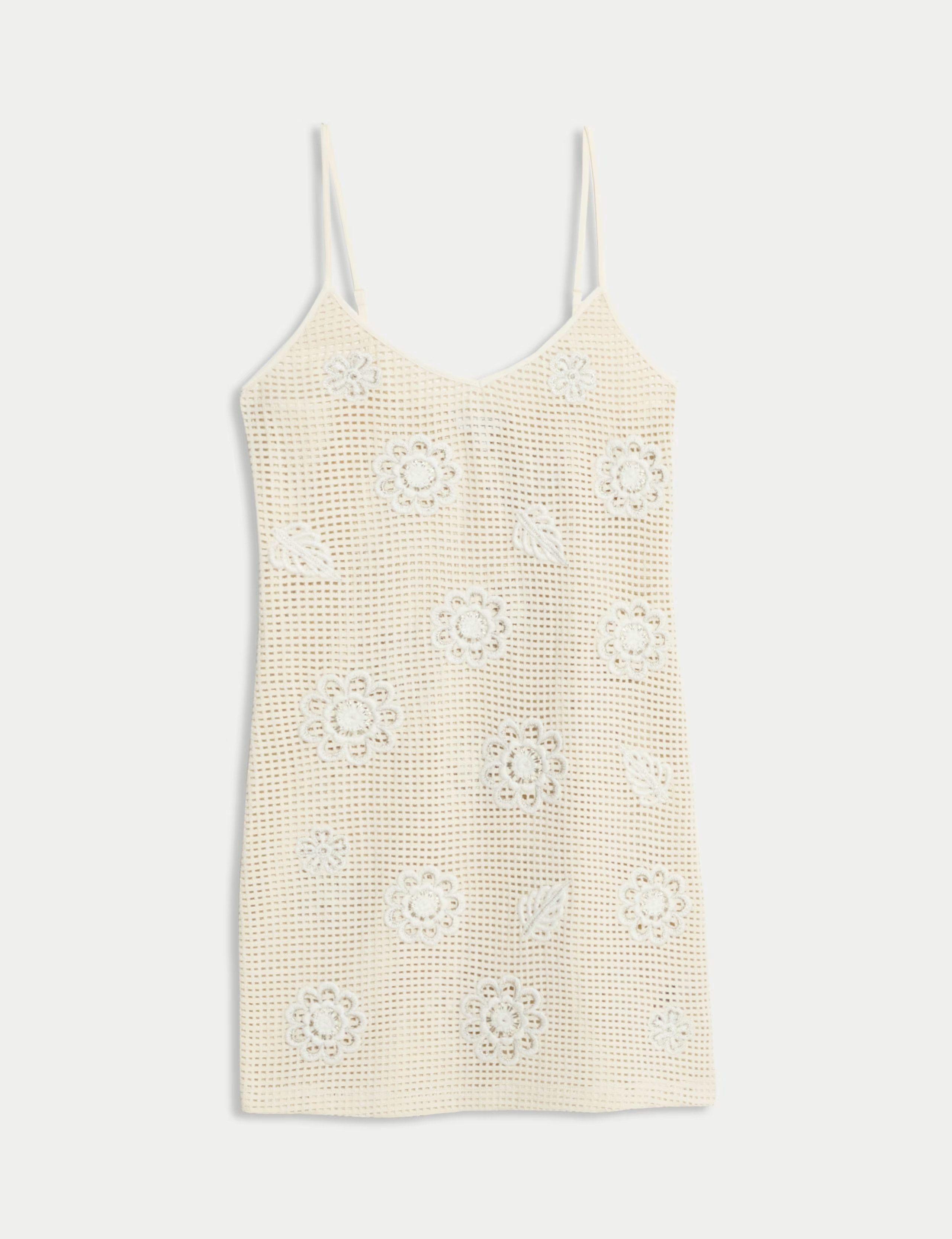 Pure Cotton Crochet Floral V-Neck Mini Beach Dress | Marks & Spencer (UK)
