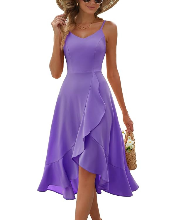 DRESSTELLS Women's Cocktail Dress, Formal Wedding Guest Dress, Ruffle Bridesmaid Dresses | Amazon (US)