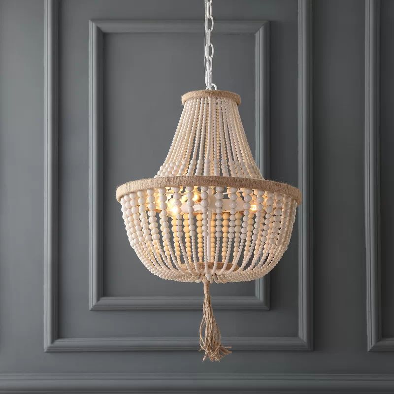 Cream Llandel 3 - Light Unique / Statement Empire Chandelier with Beaded Accents | Wayfair North America