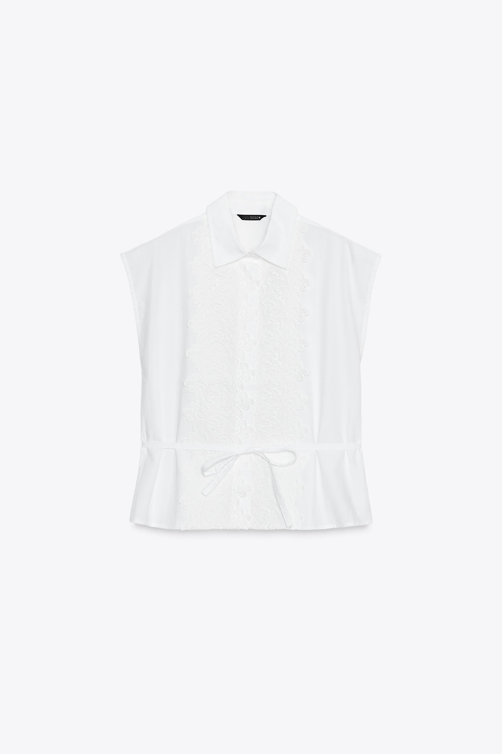 POPLIN SHIRT WITH GUIPURE | Zara AU