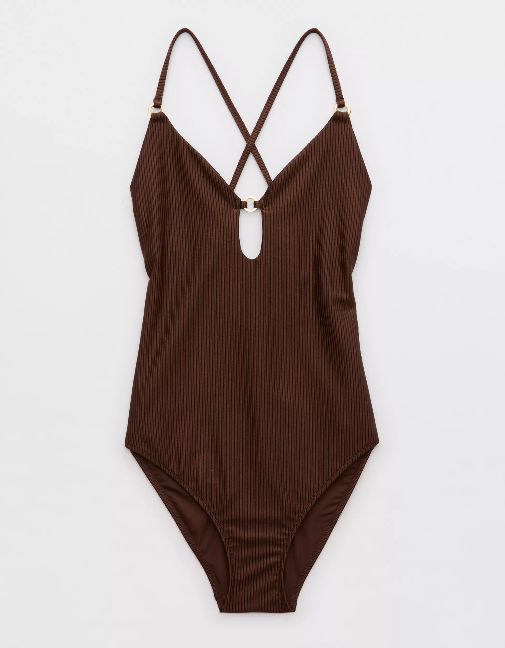 Aerie Shine Rib Keyhole One Piece Swimsuit | Aerie