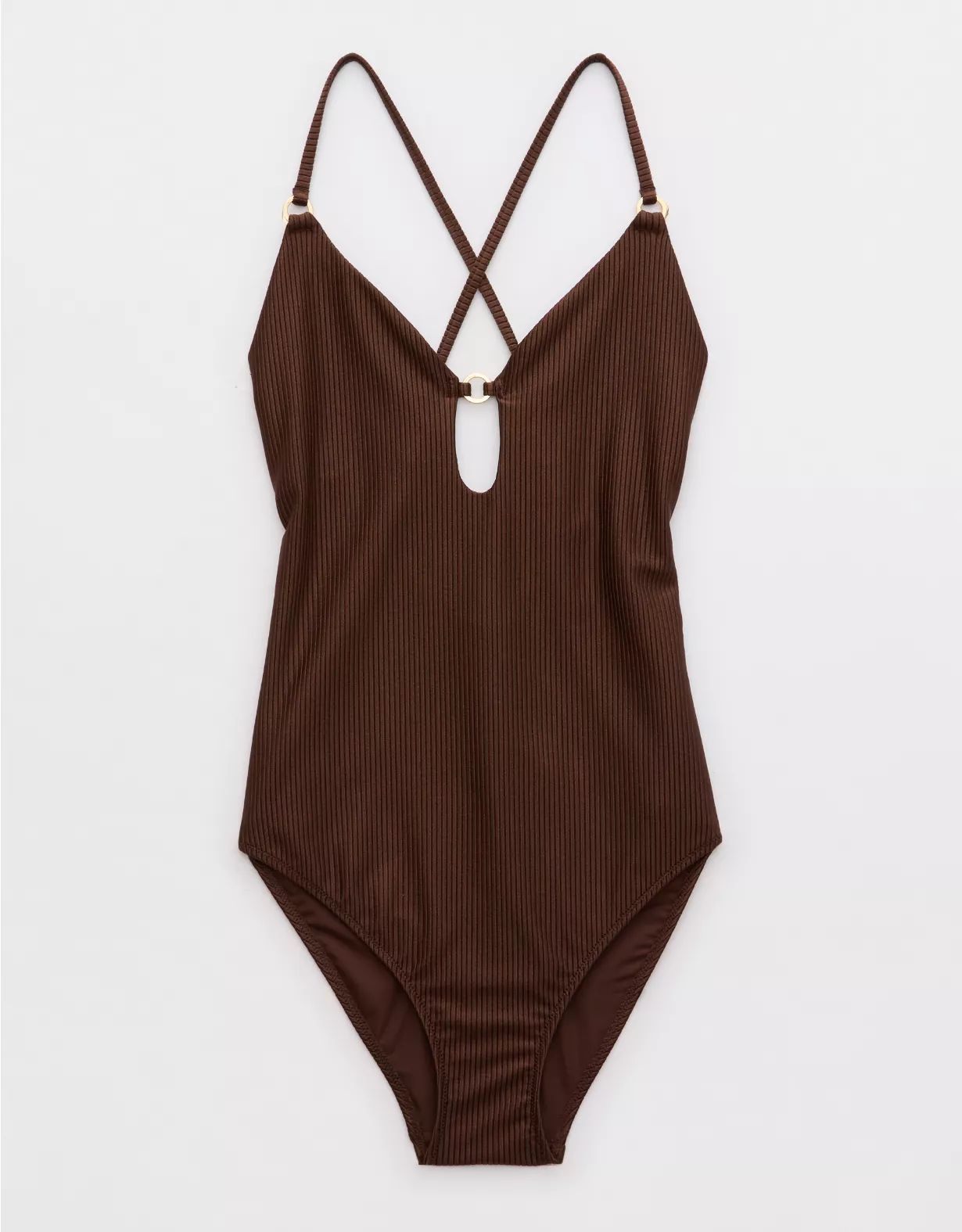 Aerie Shine Rib Keyhole One Piece Swimsuit | Aerie