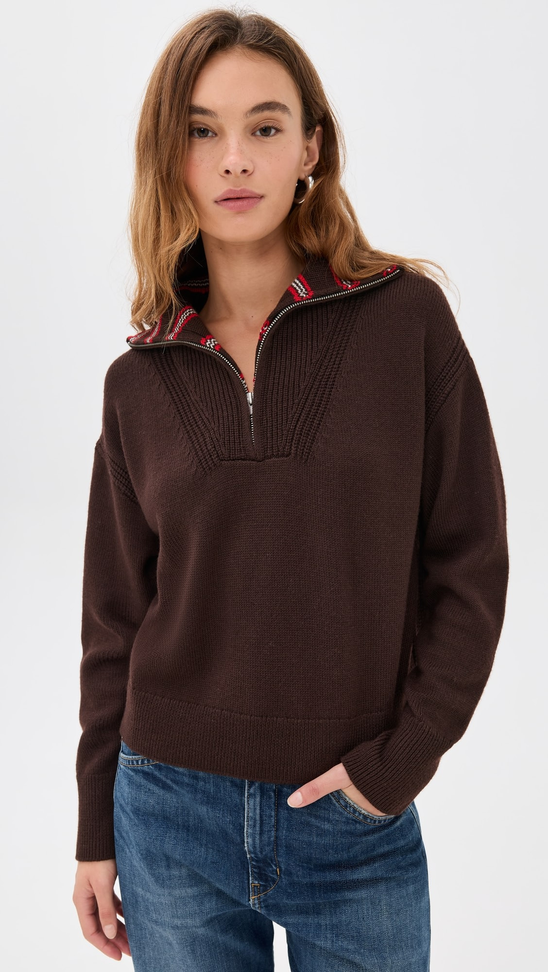 Bastien Sweater With Striped Collar | Shopbop