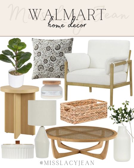 Walmart home decor includes accent chair, throw pillow, faux plant, side table, candle, table lamp, woven wicker basket, vase, coffee table, decorative storage, greenery stems.

Home decor, home design, Walmart finds, looks for less

#LTKfindsunder50 #LTKhome #LTKfindsunder100