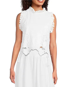 Giselle Coordinating Embroidered Ruffle Detail Blouse | Dillard's