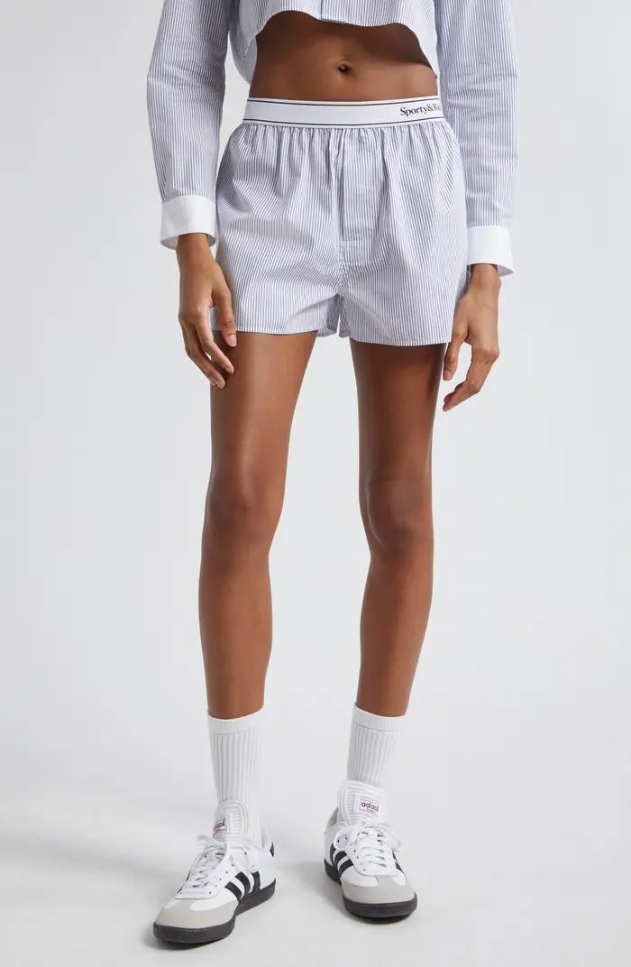 Sporty & Rich Serif Logo Cotton Shorts | Nordstrom | Nordstrom