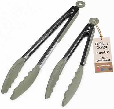 Starpack Get a Grip Silicone Kitchen Tongs (2-Pack, 9" + 12") - LFGB Non Toxic, 600°F Heat Resistant, BPA-Free - Heavy-Duty Stainless Steel, Locking - Dishwasher Safe for Nonstick Cookware | Amazon (US)