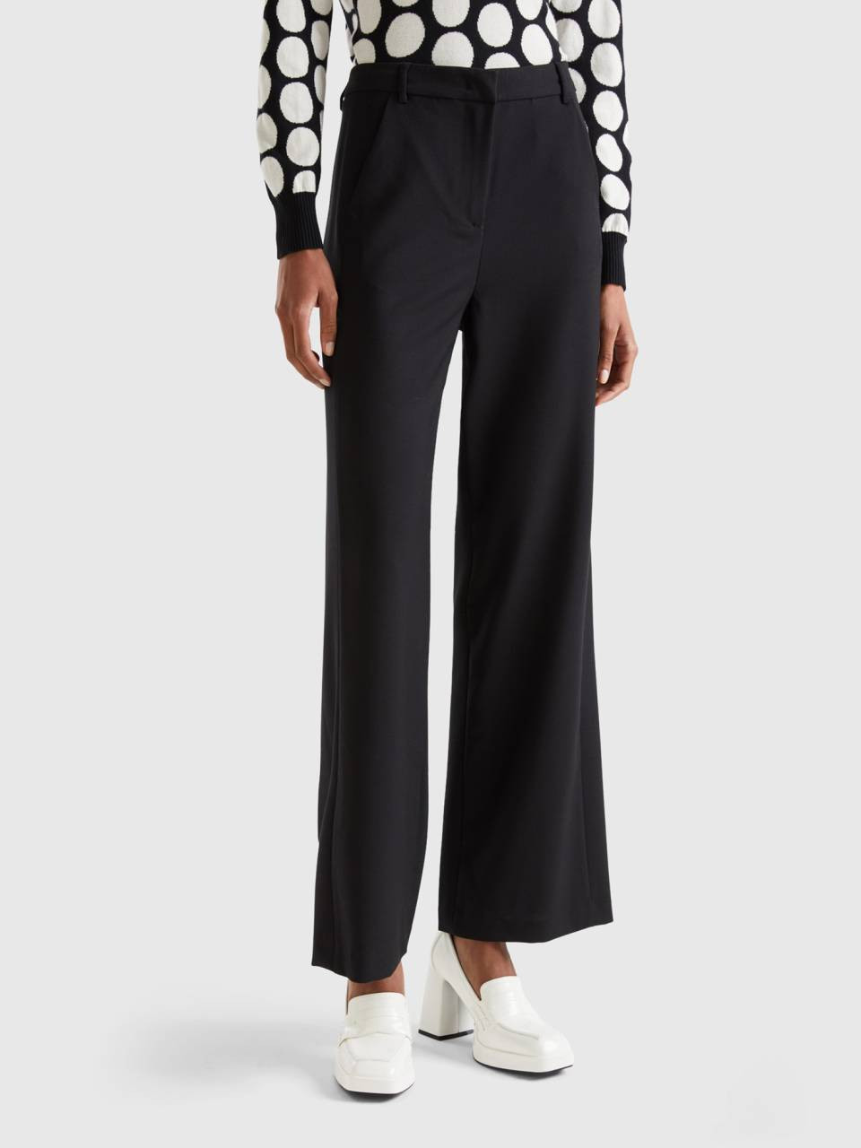 Pantalon fluide coupe droite - Noir | Benetton | Benetton (EU)