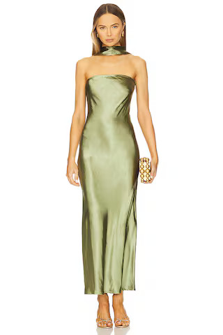 SNDYS Angelina Neck Tie Maxi Dress in Olive from Revolve.com | Revolve Clothing (Global)