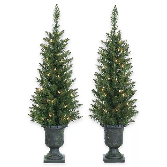 3.5-Foot Pre-Lit Potted Norway Pine Trees (Set of 2) | Bed Bath & Beyond