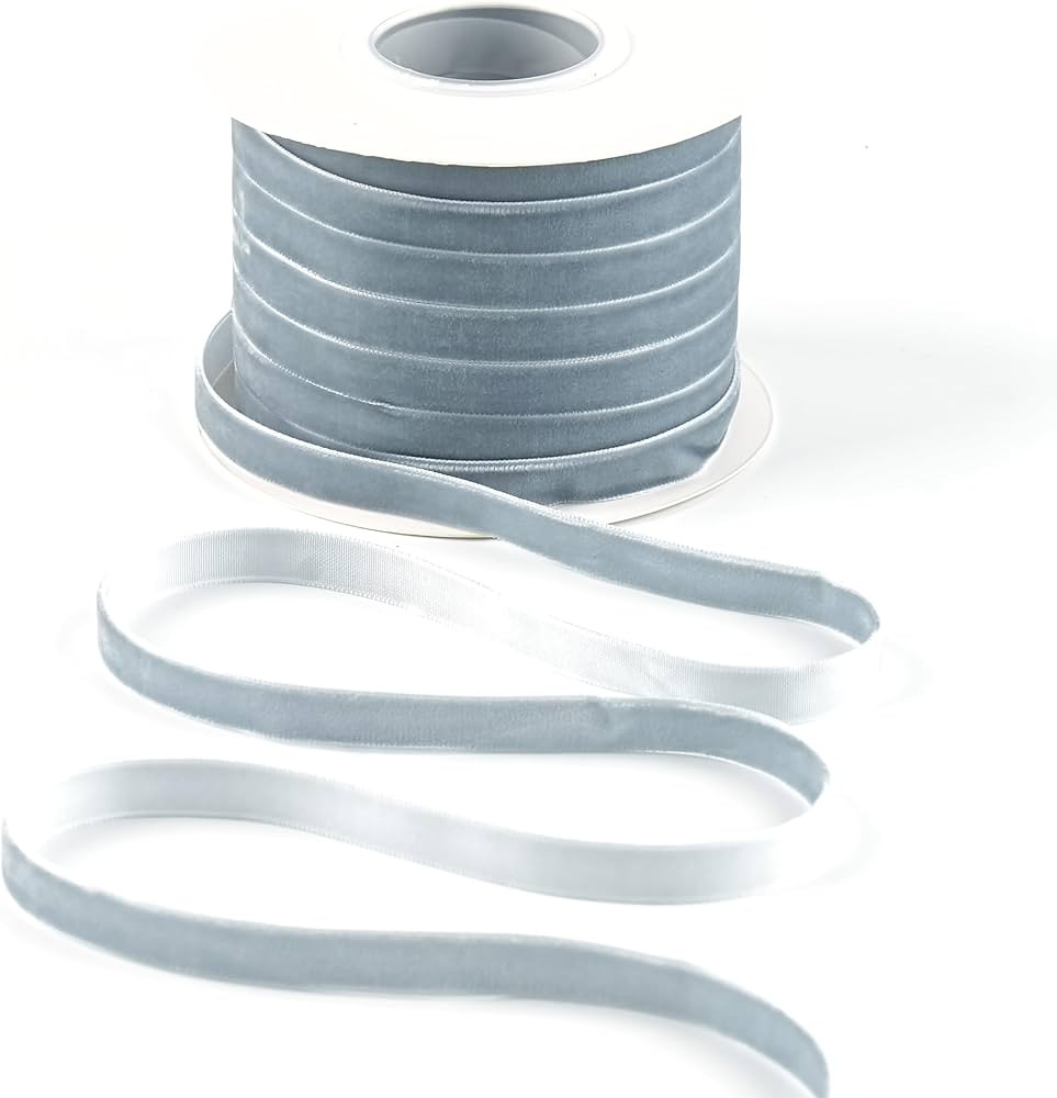 Dusty Blue Velvet Ribbon 3/8 Inch Single Face Thin Velvet Ribbon for Gift Wrapping, Antique Blue ... | Amazon (US)