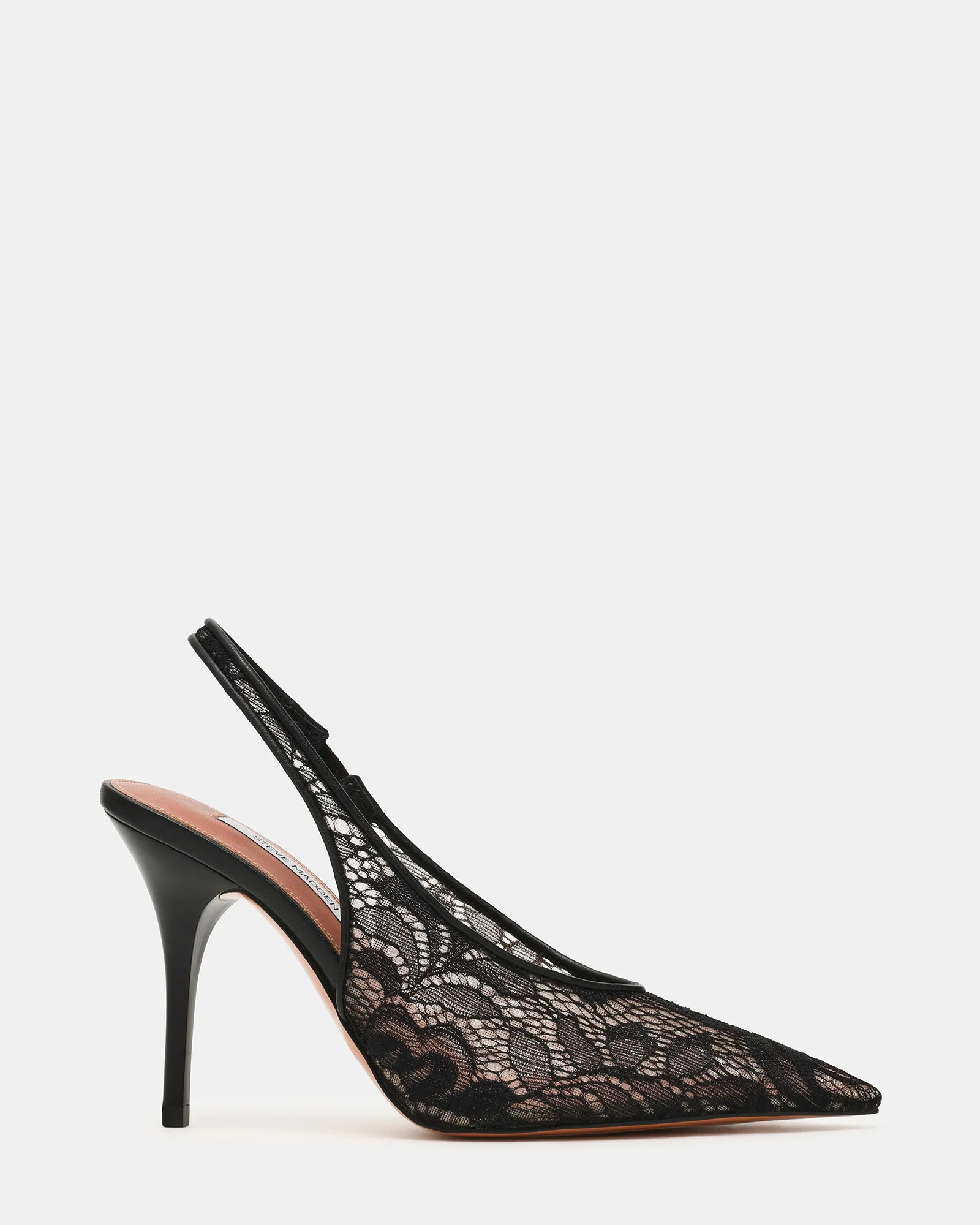 ANDROMEDA Black Lace Slingback Pointed-Toe Stiletto Pump Women's Heel | Steve Madden (US)