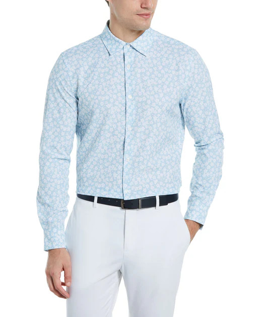 Total Stretch Cluster Floral Print Shirt | Perry Ellis