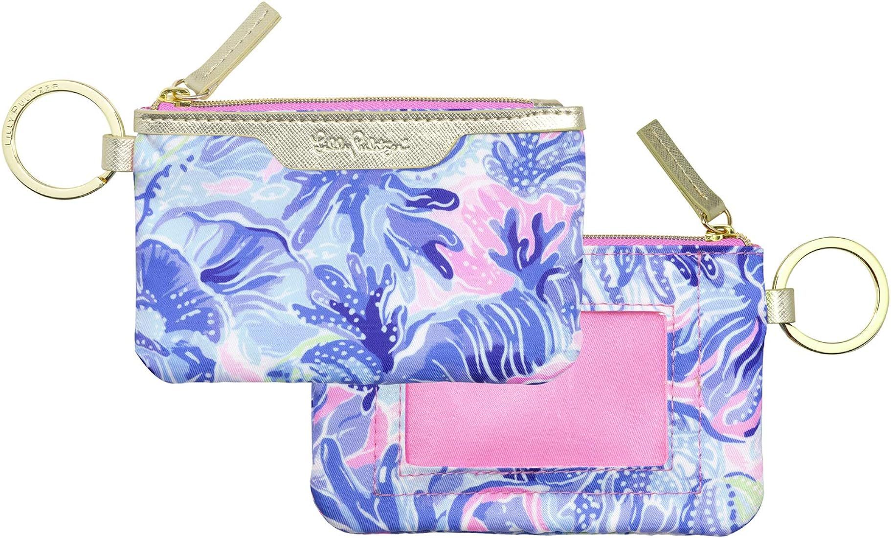 Lilly Pulitzer ID Holder Wallet, Blue Keychain Wallet with Zip Close, Cute Card and ID Case for W... | Amazon (US)