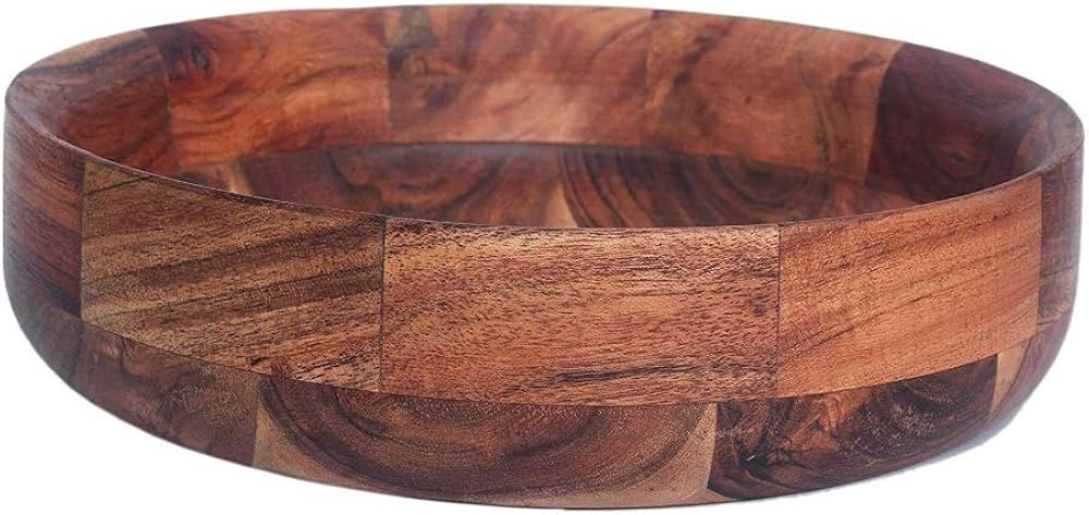 Kaizen Casa Wooden Round Shaped Serving Bowl For Fruit,Dessert Platter Tray Dish Kitchen Dining F... | Amazon (US)