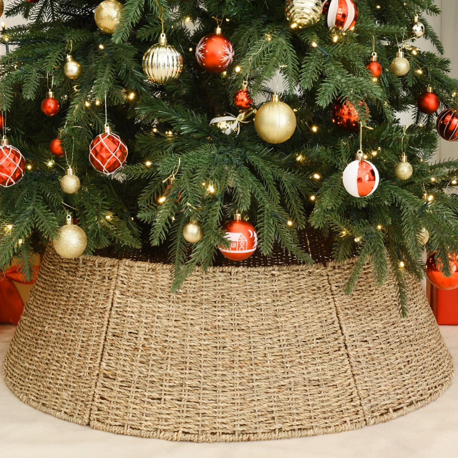 Rocinha Rattan Christmas Tree Collar Basket - Rustic Handcrafted Tree Ring (Classic Style 32") | Amazon (US)