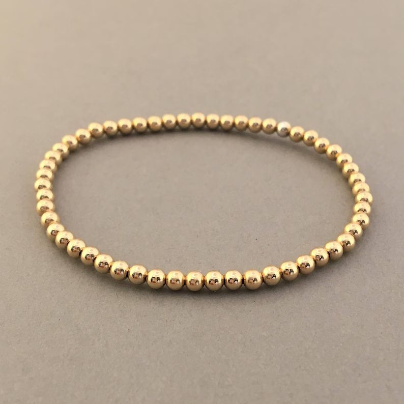 3mm Beaded Ball Bracelet in Gold Fill, Rose Gold Fill, or Sterling Silver | Etsy (US)