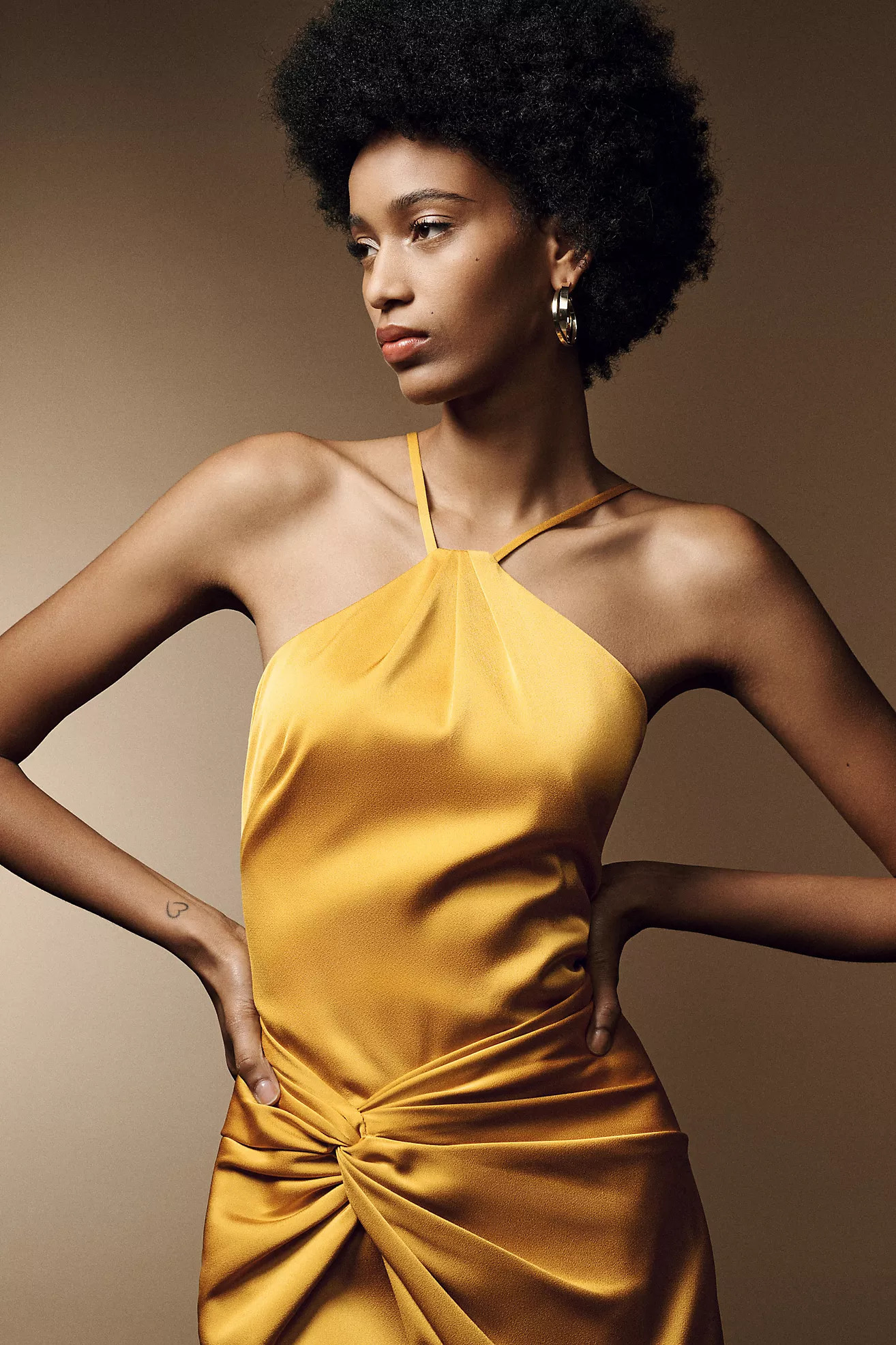 Liv Foster Satin Halter Ruched Gown | Anthropologie (US)