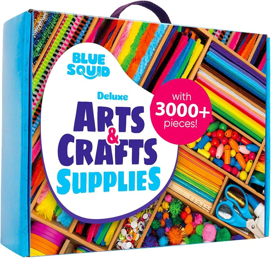 Blue Squid Arts and Craft Supplies for Kids - 3000+pcs Deluxe Craft Chest, Giant Arts and Crafts ... | Amazon (US)
