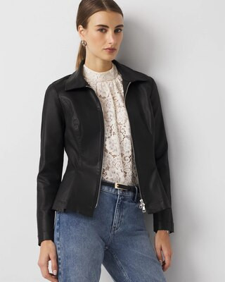 Peplum Coated Denim Jacket | White House Black Market