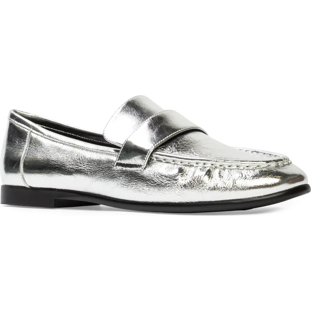 BLACK SUEDE STUDIO Arrow Loafer in Silver Crinkle at Nordstrom, Size 11Us | Nordstrom