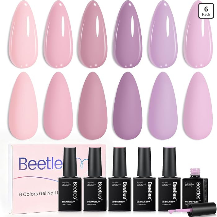 Beetles Pink Gel Polish Set - Ballet Princess Collection, 6 Colors Nude Pink Purple Gel Polish Ki... | Amazon (US)